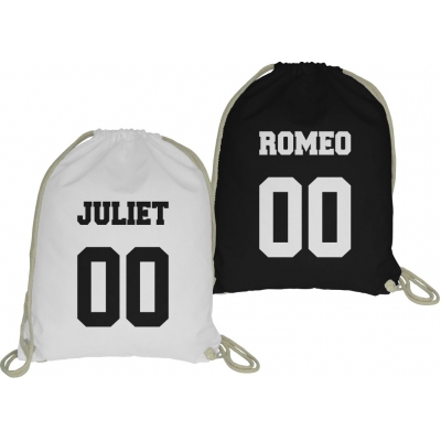 Zestaw plecaków worków ze sznurkiem dla par zakochanych na walentynki komplet 2 sztuki Romeo Juliet